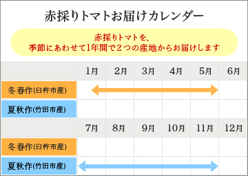 赤採りトマトお届けカレンダー