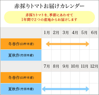 赤採りトマトお届けカレンダー