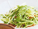 水菜と豚肉のしょっつる炒め