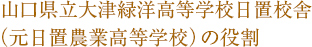 山口県立大津緑洋高等学校日置校舎 (元日置農業高等学校)の役割